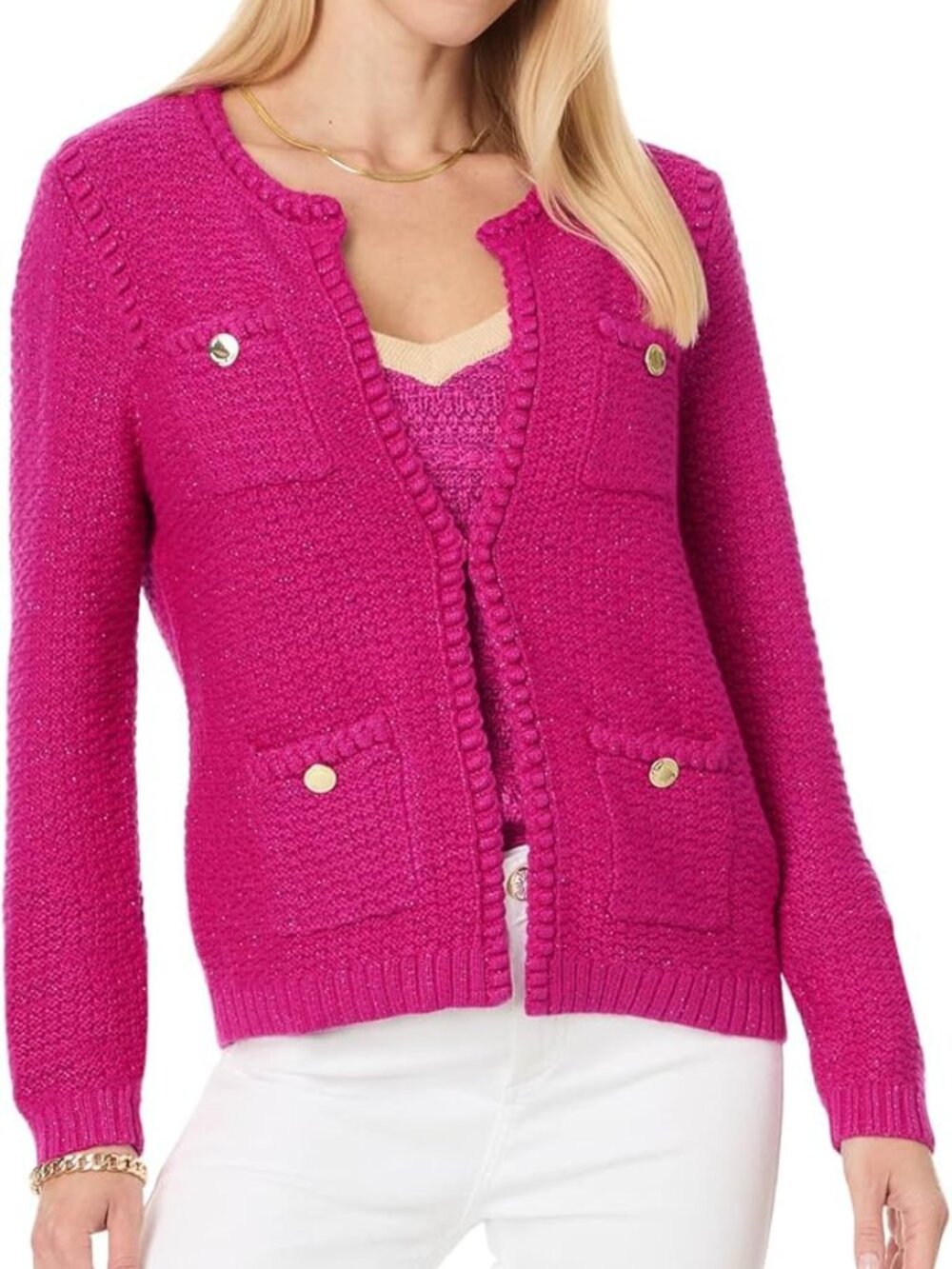 Lilly Pulitzer Women's Kenton Cardigan, Mystique Pink Metallic
